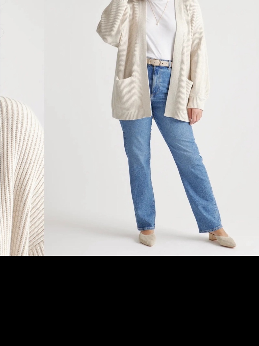 Quince Women's Ivory Ribbed Open Cardigan